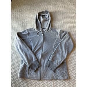 Humility Gray Quilted Full Zip Hoodie Jacket Womens M/L